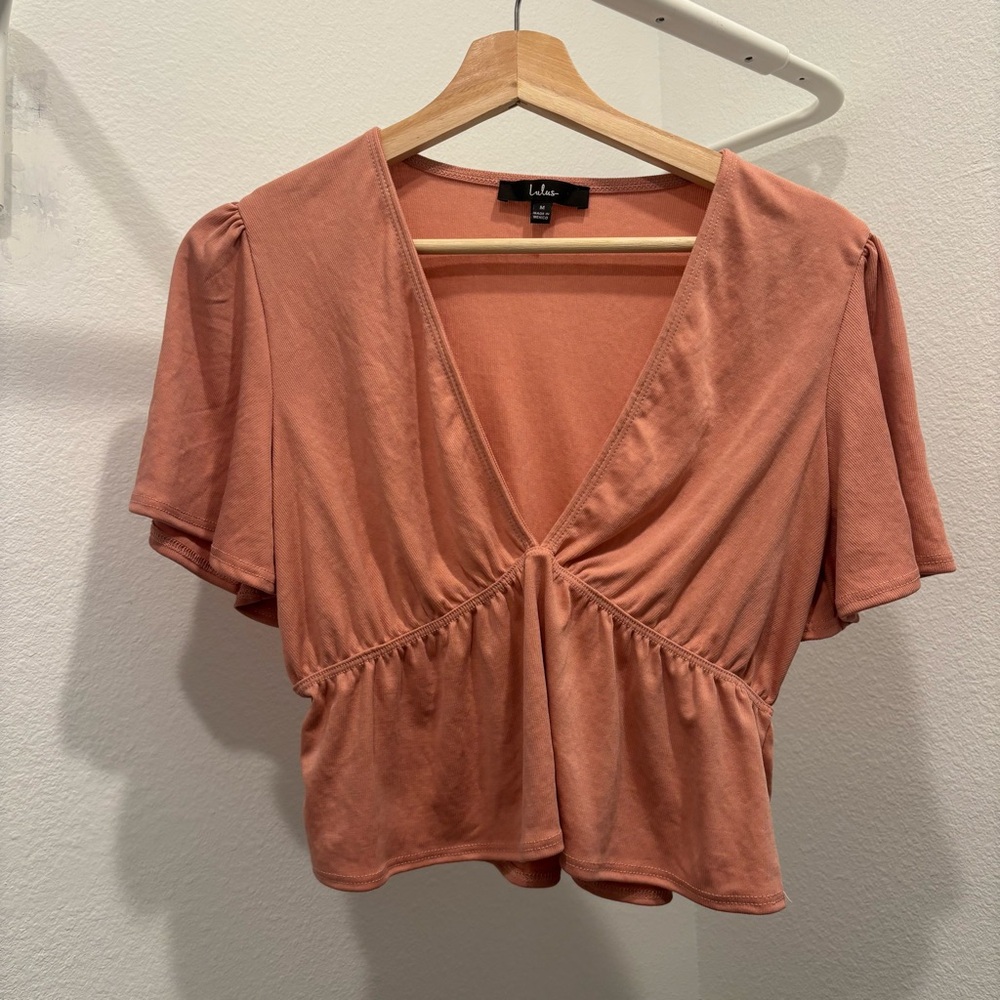 Lulu's Pink V-Neck Crop Top
